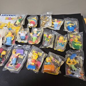 Simpsons The Movie Burger King Toys Complete Lot of 16 1 Opened 2007 15 Sealed